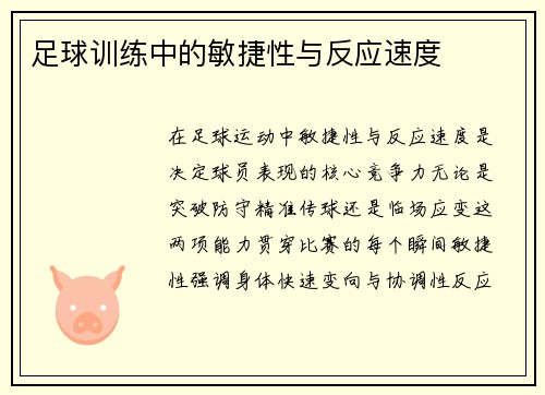 足球训练中的敏捷性与反应速度